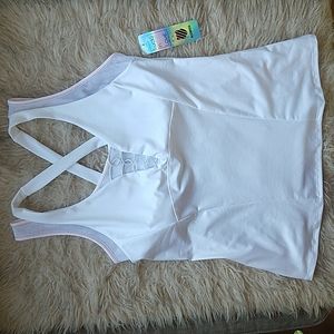 K-SWISS X Lucky in Love Laced Up Tank Top Tennis Athletic White Layered Bra